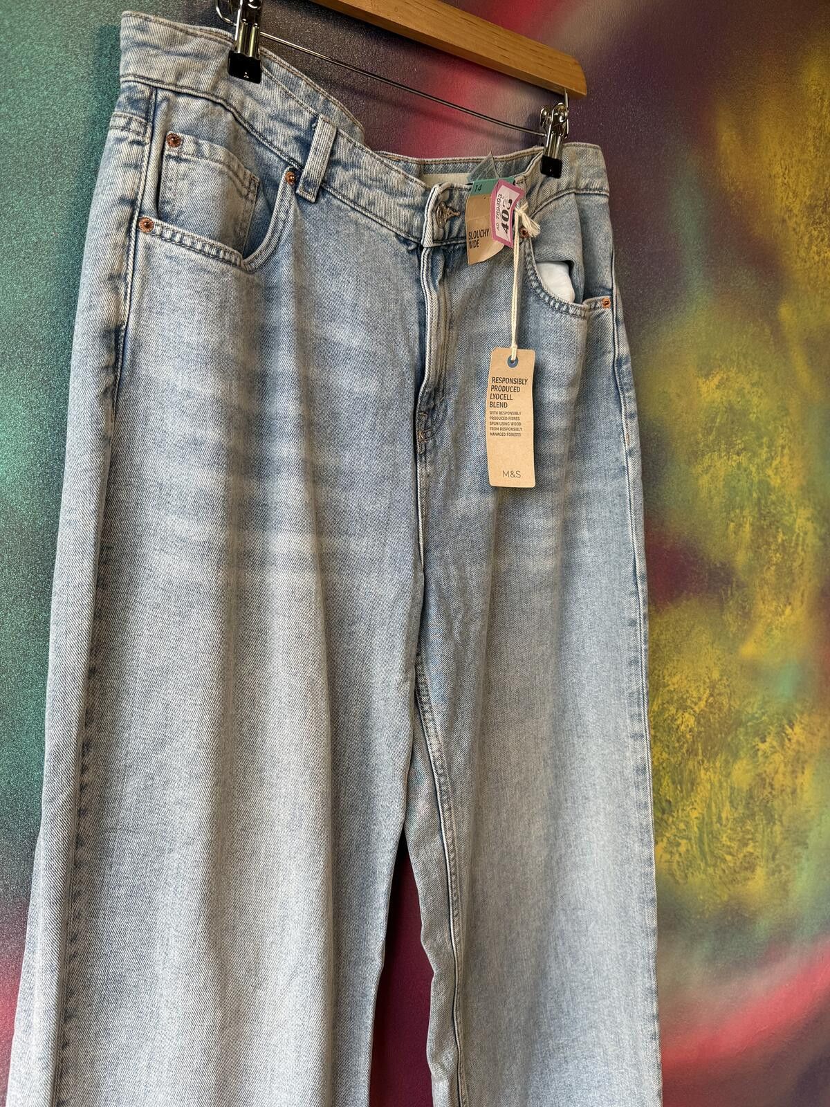 Other M&S collection slouchy wide leg jeans -light indigo blue Size 32" / US 10 / IT 46 - 4 Thumbnail