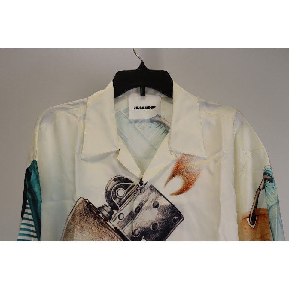 Jil Sander o1rshd1 Camicia Objects Print on Fluid Viscose Shirt Size US M / EU 48-50 / 2 - 2 Thumbnail