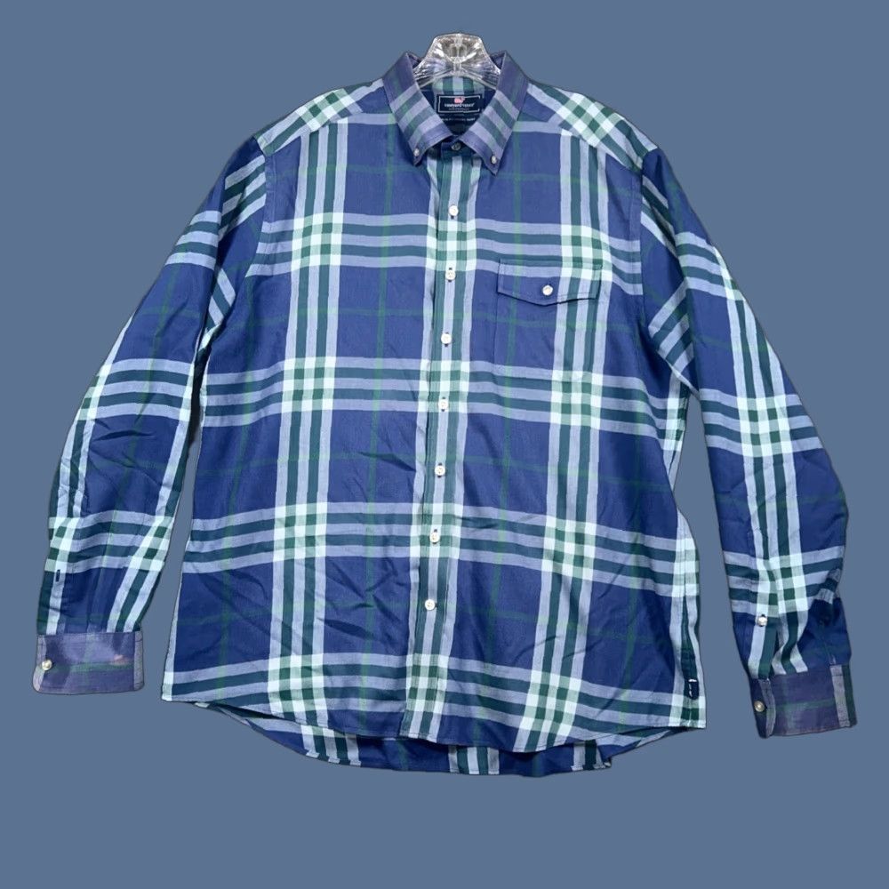 Vineyard Vines Vineyard Vines Shirt Mens XL Button-Down Crosby Performance Slim Fit Blue Plaid Long Sleeve Casual Shirt Size US XL / EU 56 / 4 - 1 Thumbnail