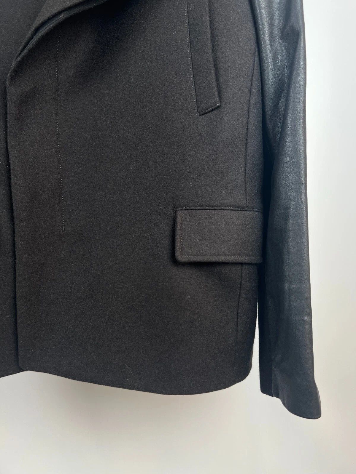 Allsaints Allsaints Wool Leather Dark Brown Major Pea Coat Jacket Size US M / EU 48-50 / 2 - 9 Thumbnail