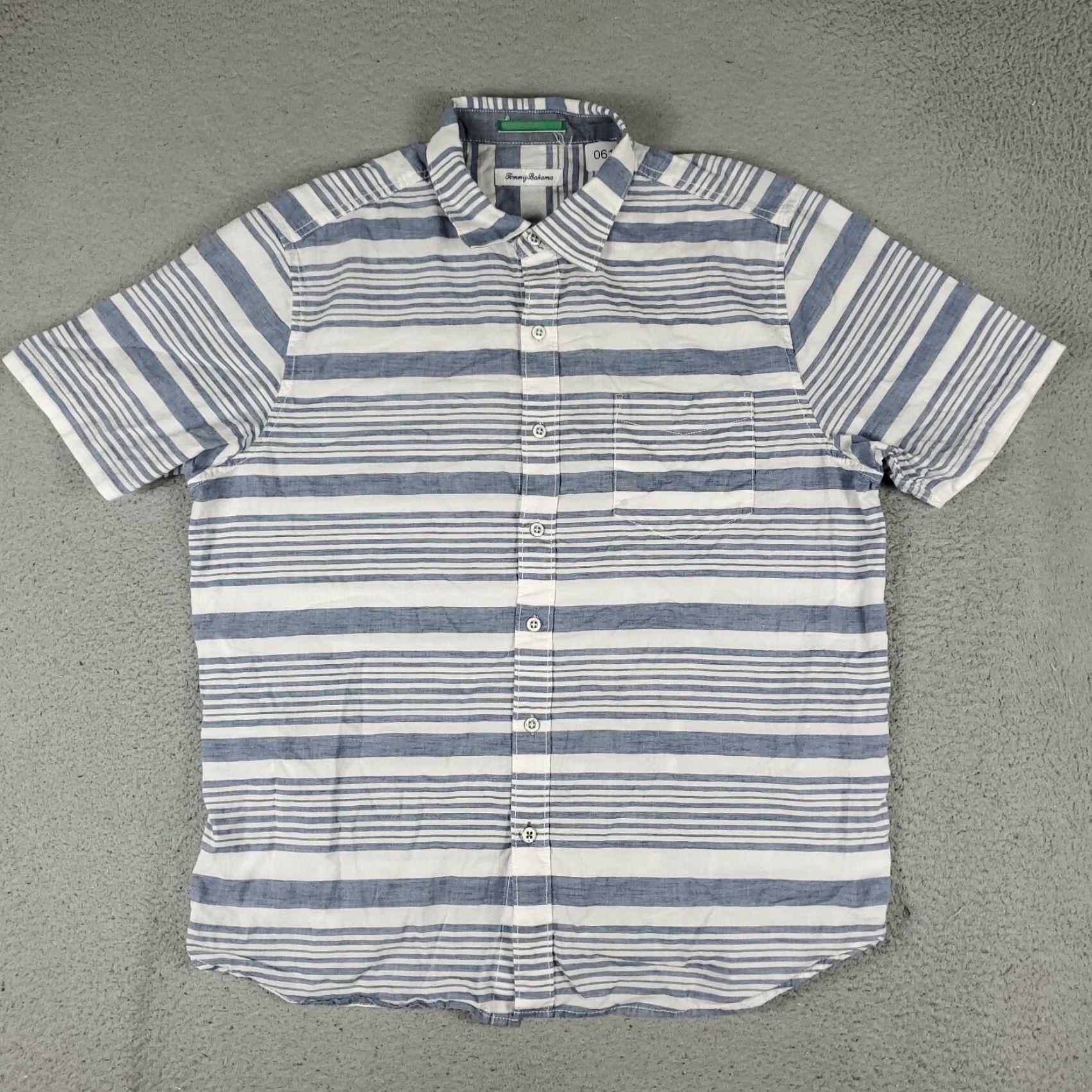 Tommy Bahama VINTAGE Tommy Bahama Shirt Mens Large Short Sleeve Button Up Cotton Blue Striped Hawaiian Casual Size US L / EU 52-54 / 3 - 2 Thumbnail