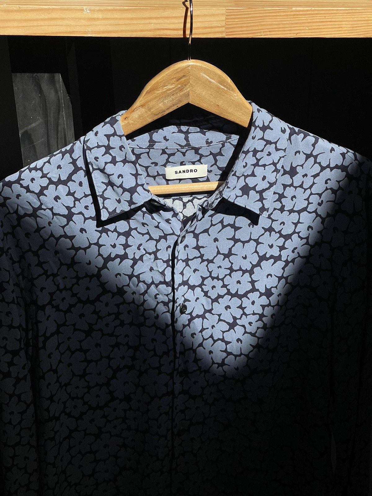 Sandro Sandro Paris Flowers print grey viscose shirt button up Size US M / EU 48-50 / 2 - 10 Thumbnail
