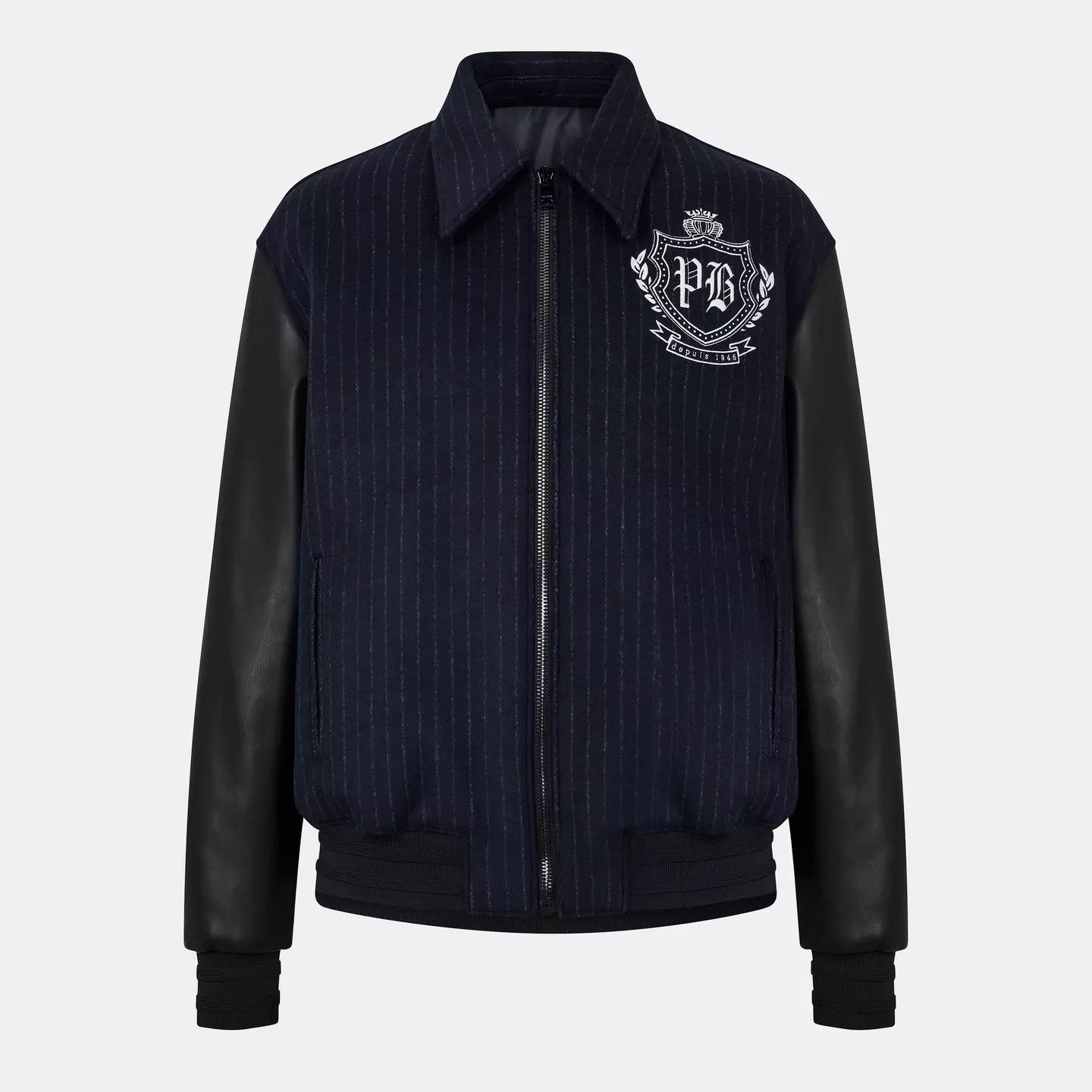 Balmain o1g2r1mq0426 Structured Varsity Jacket in Blue/Black Size US M / EU 48-50 / 2 - 1 Thumbnail