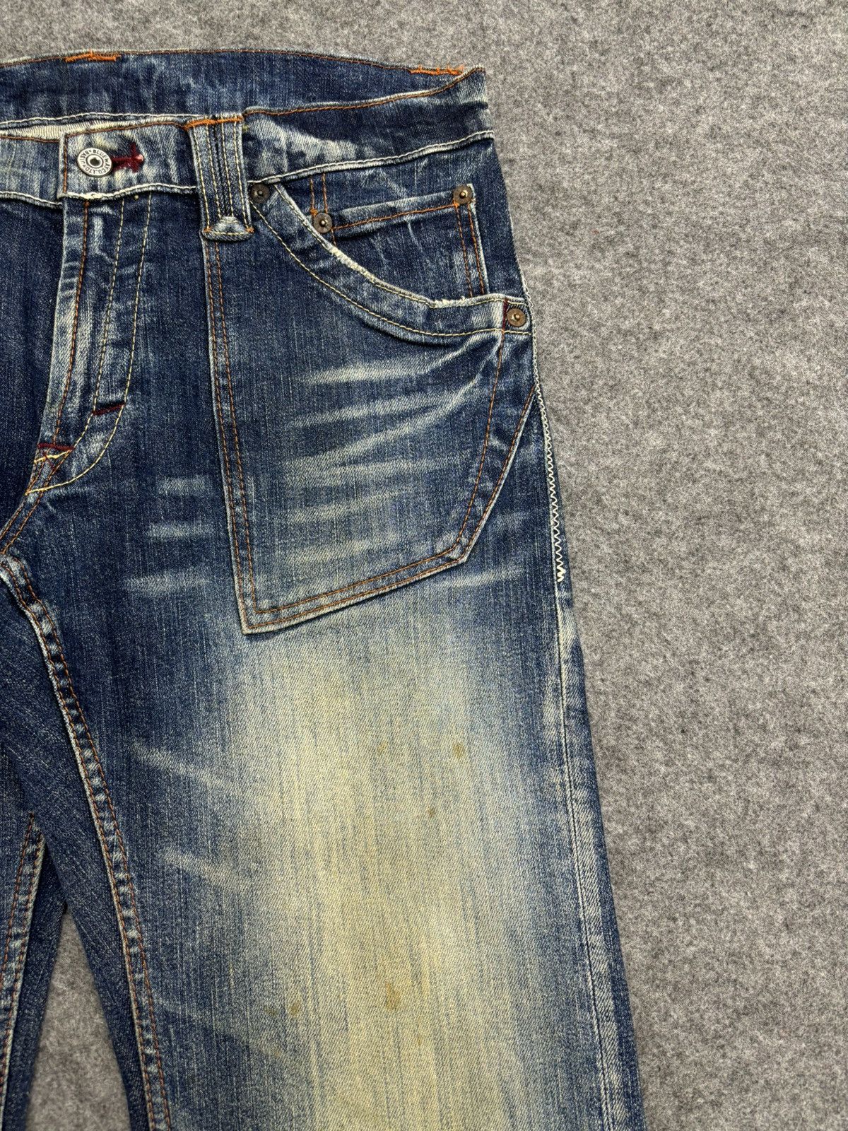 Japanese Brand 💥Super Flare💥Vtg 90s Style Blue Way StoneWash Denim F472 Size US 32 / EU 48 - 3 Thumbnail