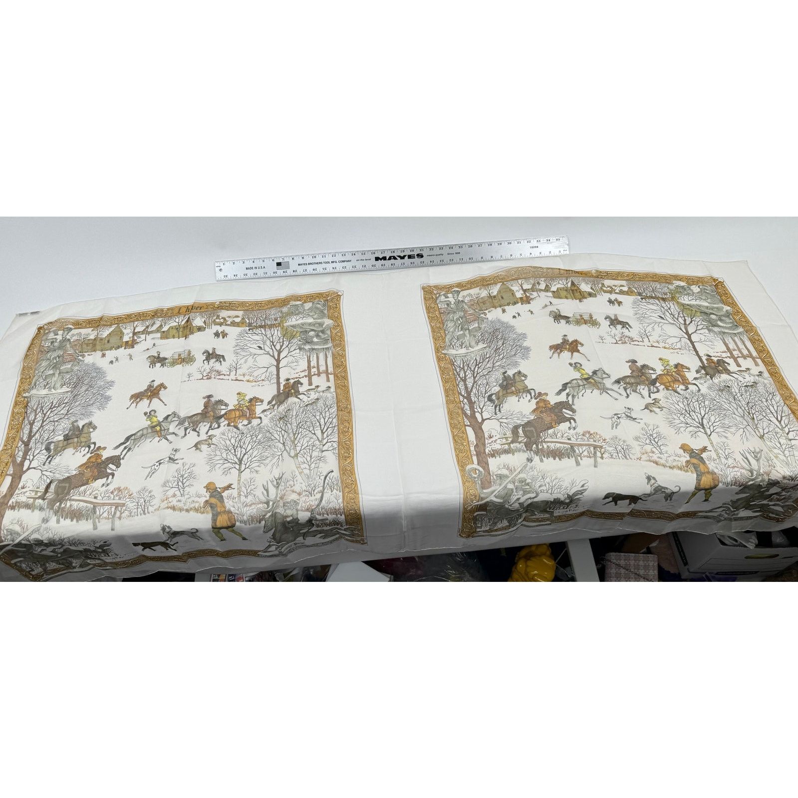 Hermes Hermes Rare Mirrored Image Hunt Scene Sheer Large Cape Shaw Size ONE SIZE - 23 Thumbnail