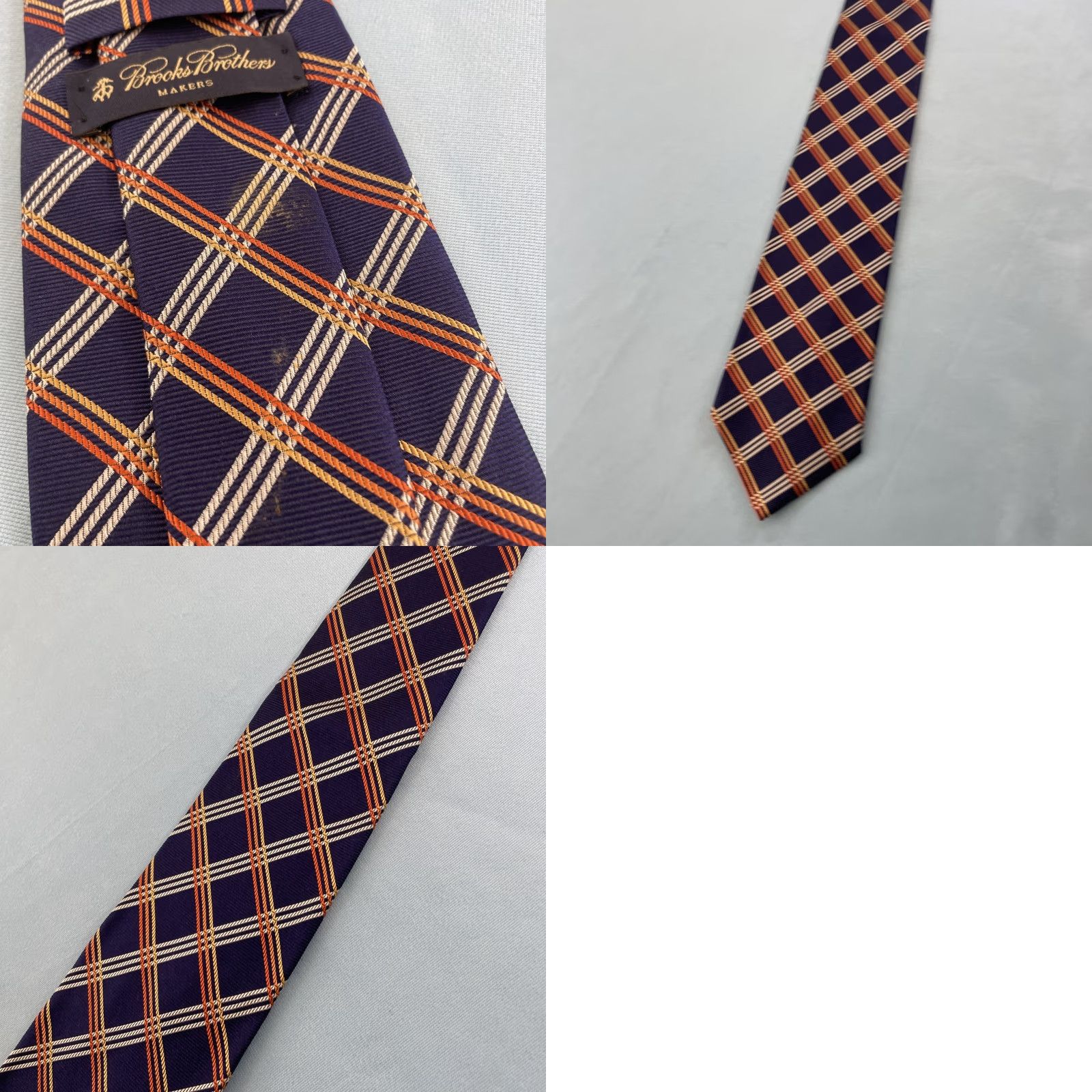 Brooks Brothers VINTAGE Brooks Brothers Makers Silk Tie 4x61" Woven Plaid Geometric Blue Orange Red USA Men Tie 100% Silk Handmade Wide Necktie Vintage 1990s Size ONE SIZE - 11 Thumbnail