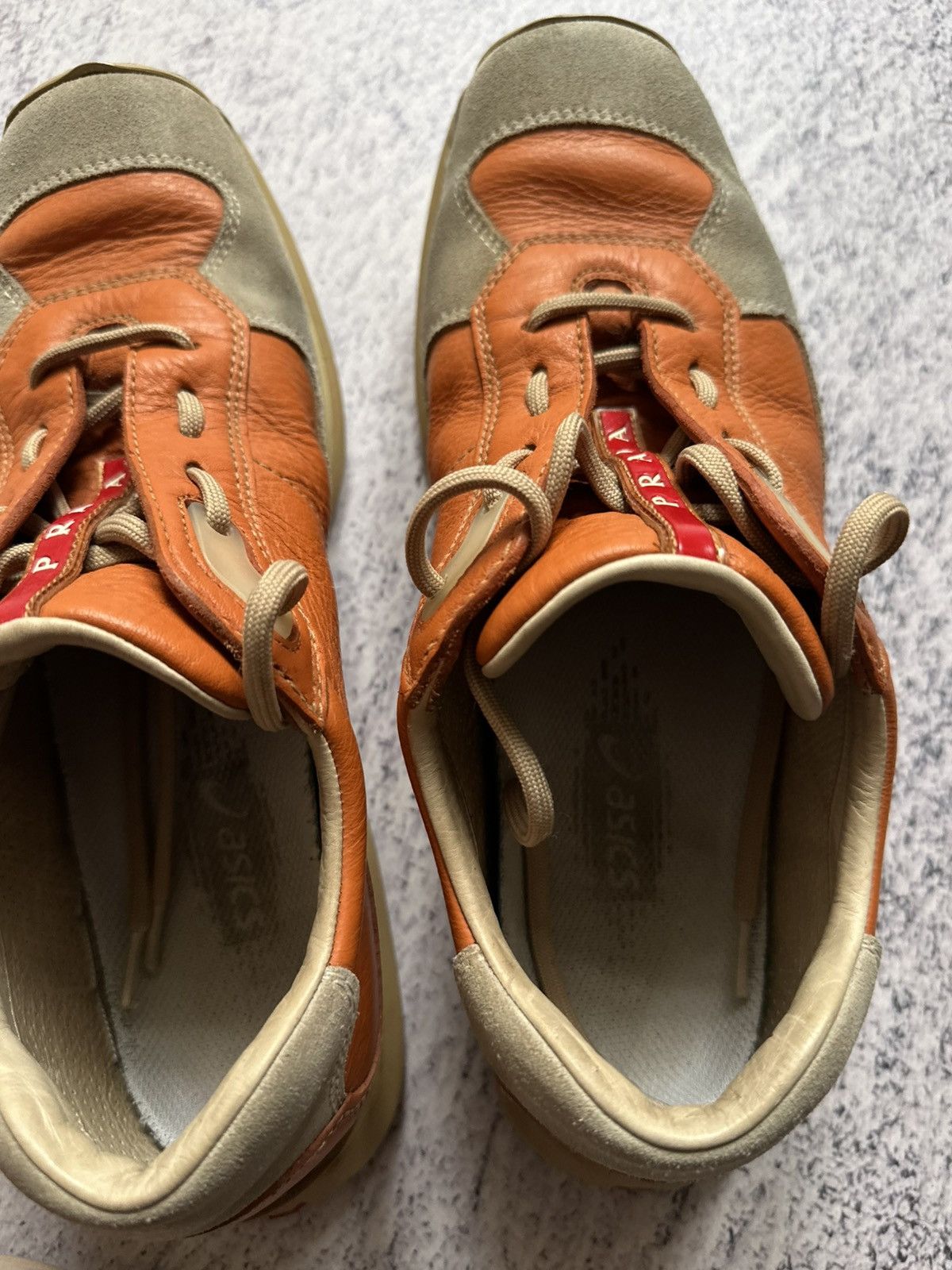 Prada Prada Red Tab Orange Leather Gray Suede Trainers Sneakers Size US 7 / IT 37 - 20 Thumbnail