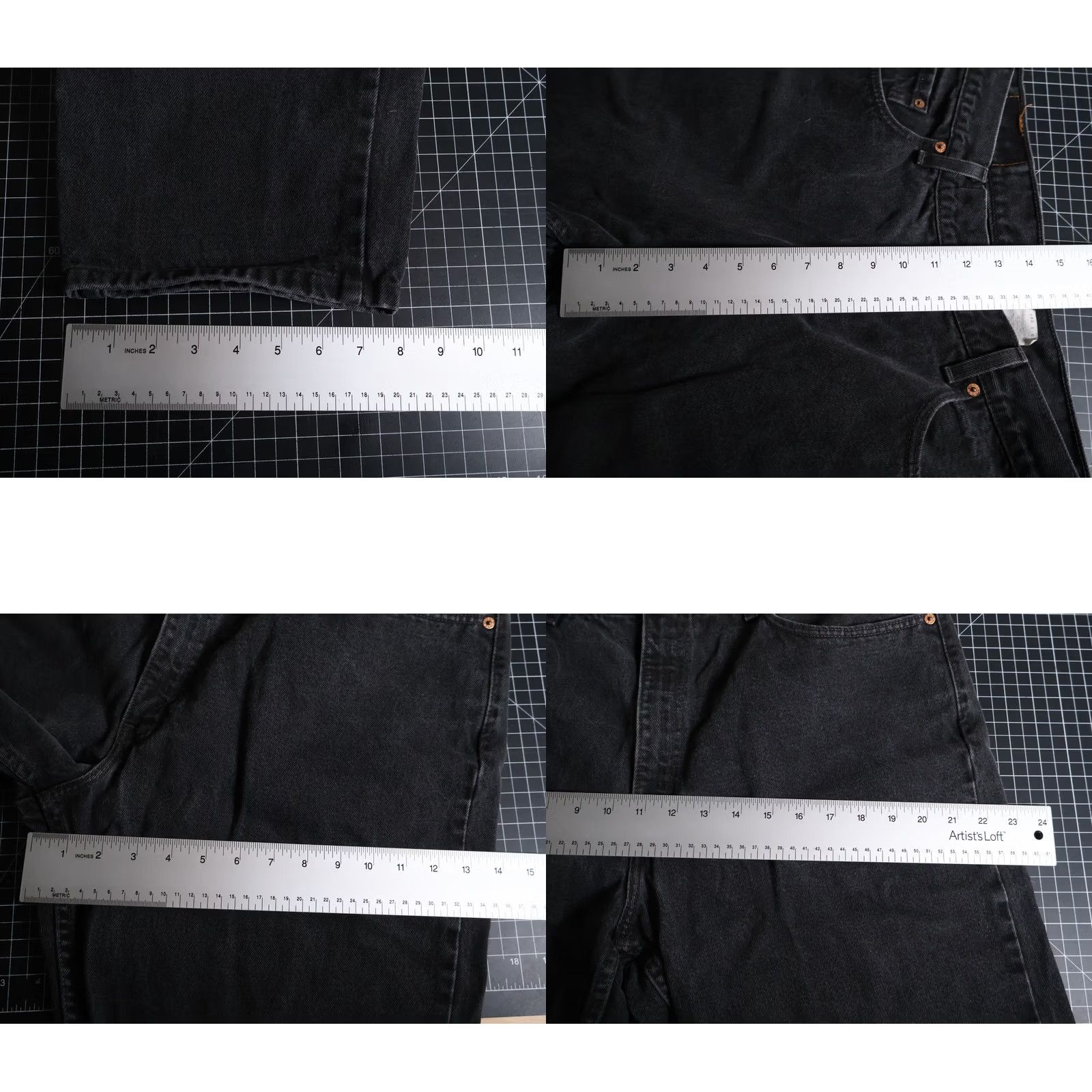 Levi's VINTAGE Levi's 550 Jeans Men's 36 x 26 Black Denim Relaxed Taper 90s Grunge Retro 550 Jeans Mens Regular 5-Pocket Design Jeans Size US 36 / EU 52 - 8 Thumbnail