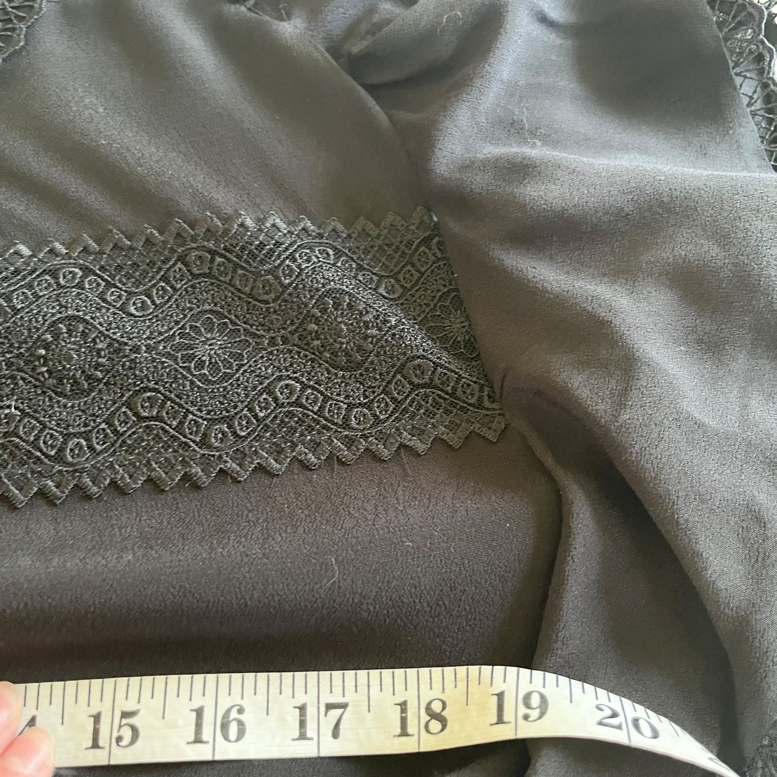 Iro IRO Claw Guipure Lace Trimmed Ruffled Crepe Black Blouse Size S / US 4 / IT 40 - 10 Thumbnail