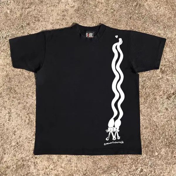 Japanese Brand Black Loose Long Tail Cat Print Short Sleeve T-Shirt Size US M / EU 48-50 / 2 - 3 Thumbnail