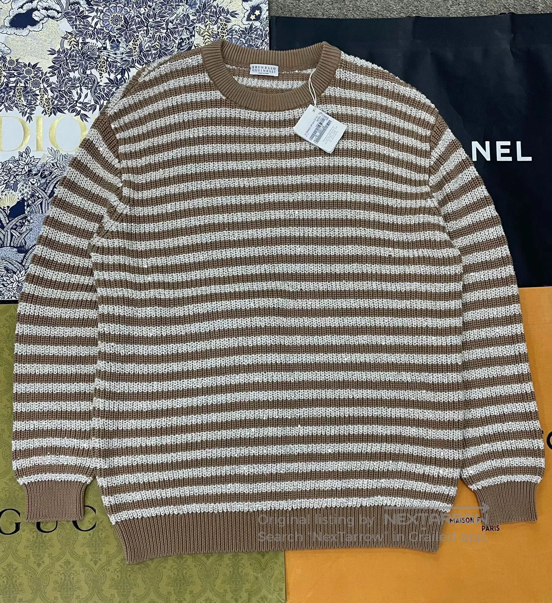 Brunello Cucinelli Brunello Cucinelli Sequin Stripe Sweater. Size US M / EU 48-50 / 2 - 1 Thumbnail