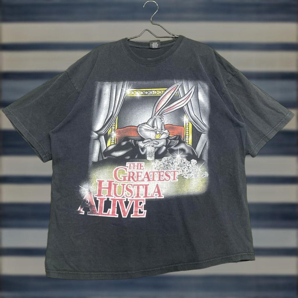 Vintage Metal J Shirt Mens 3XL Black Bugs Bunny Greatest Hustla Alive Hip Hop Tee Size US XXL / EU 58 / 5 - 1 Thumbnail