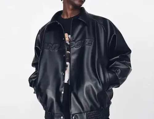 Other Black motorcycle leather bomber PU leather jacket Size US L / EU 52-54 / 3 - 2 Thumbnail