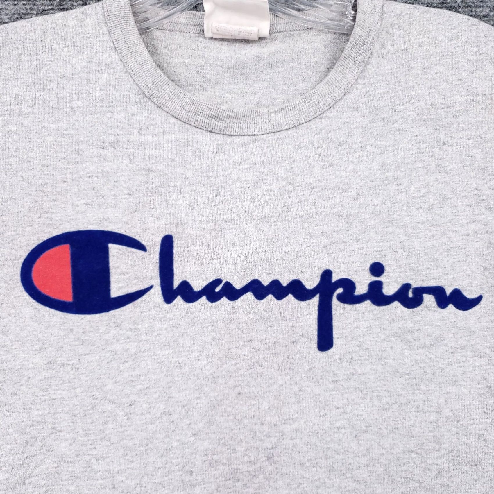 Champion VINTAGE Champion T Shirt Mens S Small Gray Spellout Logo Short Sleeve Pullover 90s Sports USA Size US S / EU 44-46 / 1 - 4 Thumbnail