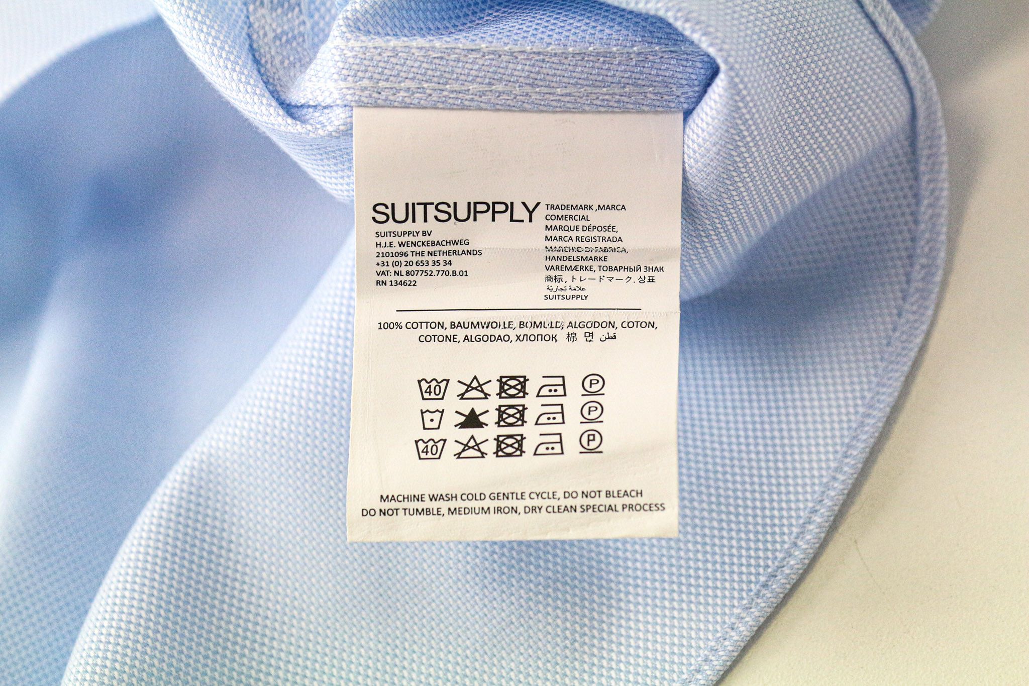 Suitsupply 41 Blue Cotton Extra Slim Melange Traveller Shirt 77432 Size 42R - 5 Thumbnail