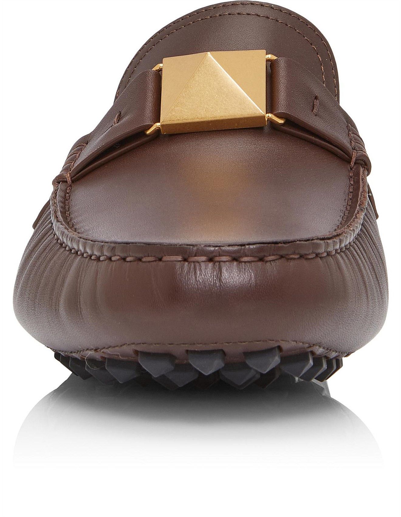 Valentino o1y0525 Logo Leather Loafers in Chocolate Brown Size US 7 / EU 40 - 3 Thumbnail