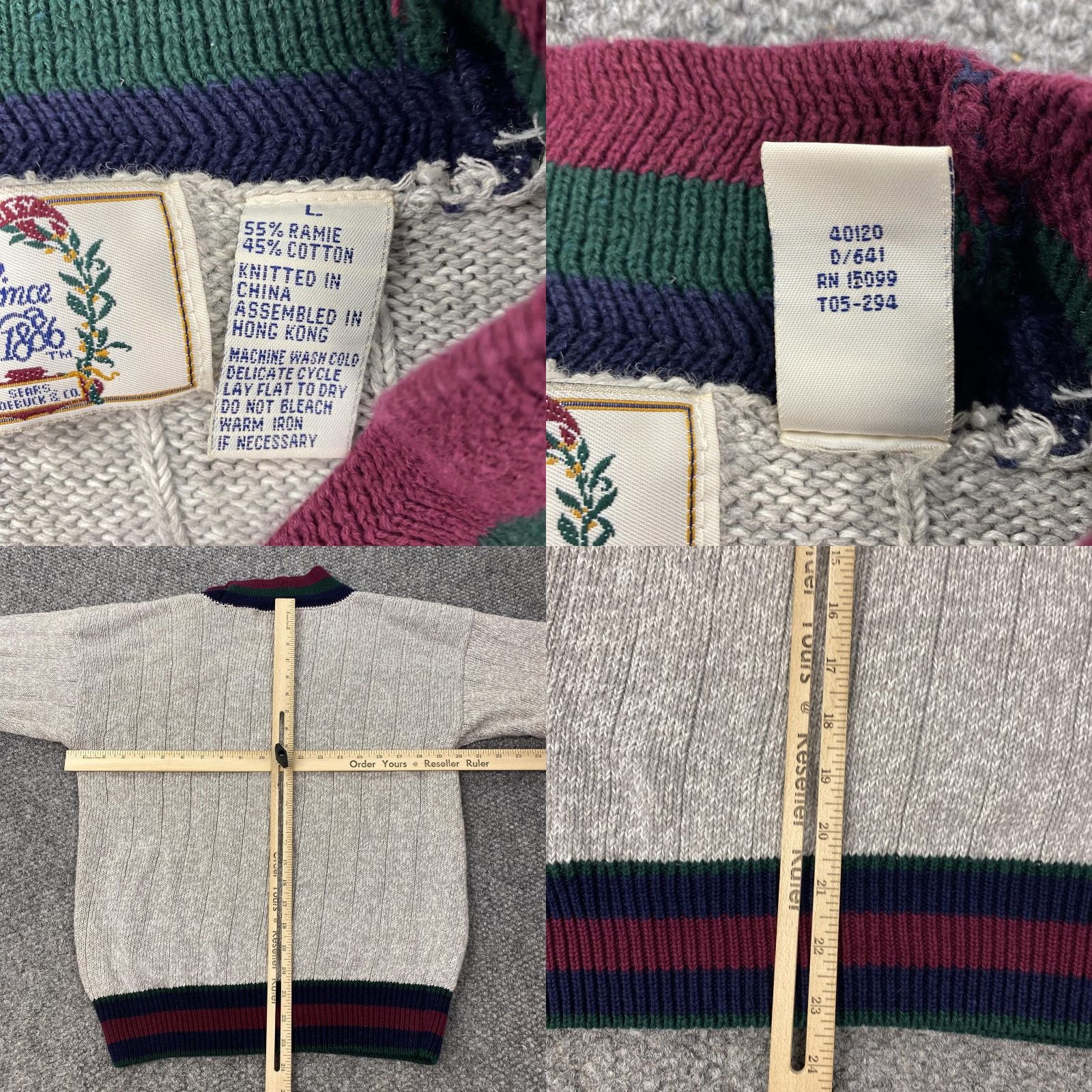 Sears VINTAGE Sears Sweater Mens Large Gray V-Neck Cable Knit Academia Preppy 90s Mens Size US L / EU 52-54 / 3 - 8 Thumbnail