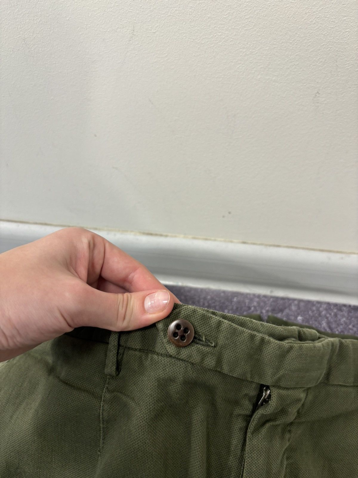 Boglioli Boglioli Olive Green Textured Cotton Blend Bermuda Shorts Size US 36 / EU 52 - 6 Thumbnail