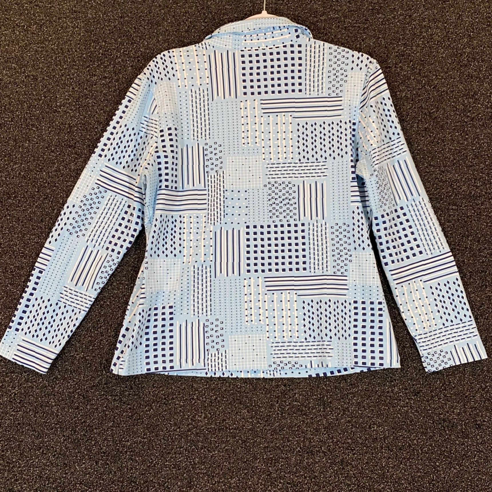 J.McLaughlin J. McLaughlin for Dillards Shirt Womens Large Blue Geometric Button Long Sleeve Size L / US 10 / IT 46 - 6 Thumbnail
