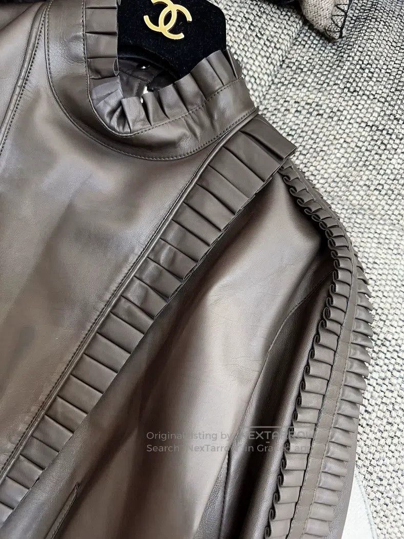 Hermes Hermes Long pleated leather dress with ruffled hem Size XS / US 0-2 / IT 36-38 - 8 Thumbnail