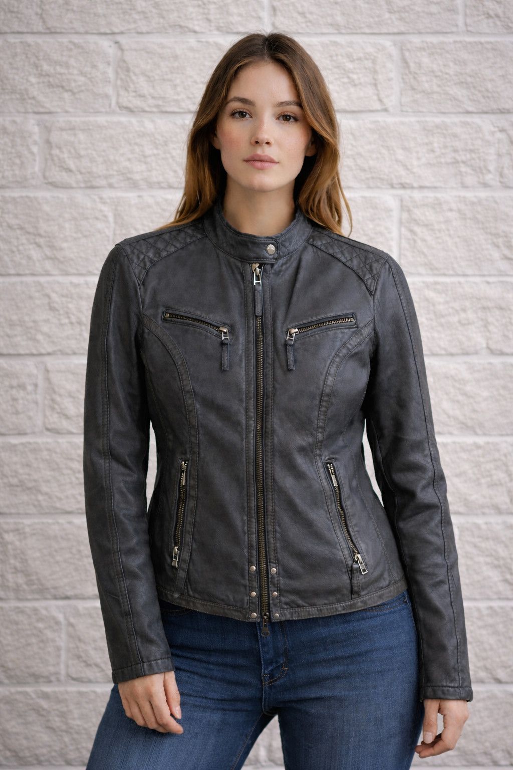 Other Oakwood OKWD Women’s Leather Jacket Grey Size L Size L / US 10 / IT 46 - 2 Thumbnail