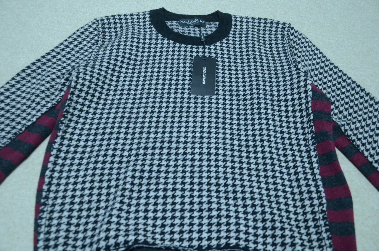 Dolce & Gabbana DG Houndstooth Panelled Sweater Jacket 48 Size US M / EU 48-50 / 2 - 2 Thumbnail