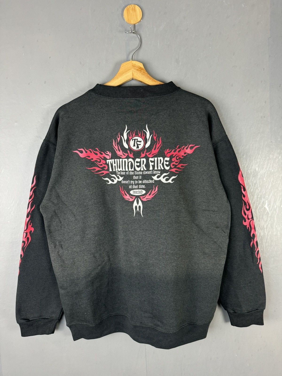 Japanese Brand × Vintage VINTAGE THUNDER FIRE PRINTED CREWNECK SWEATSHIRT SUN FADED Size US M / EU 48-50 / 2 - 5 Thumbnail