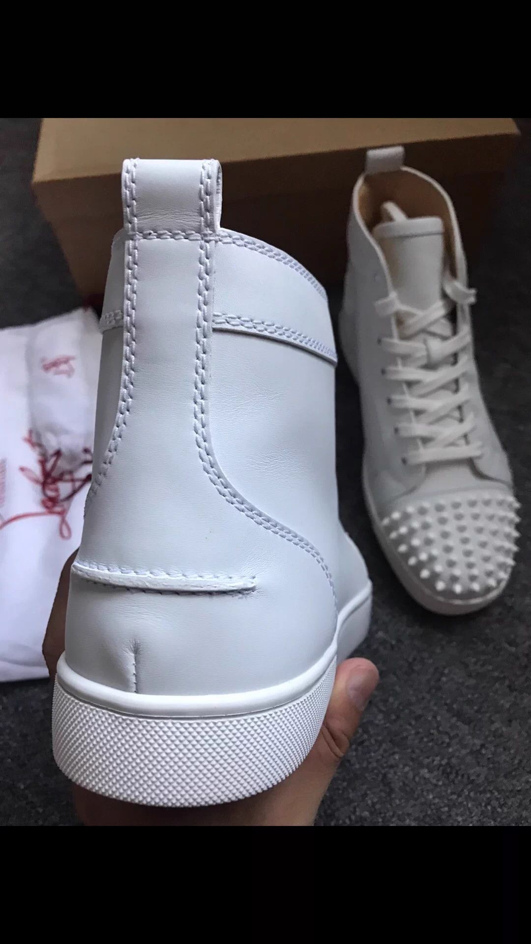 Christian Louboutin CL White Leather Side Disc Sneaker 40.5 EU Runs Large Size US 7.5 / EU 40-41 - 3 Thumbnail