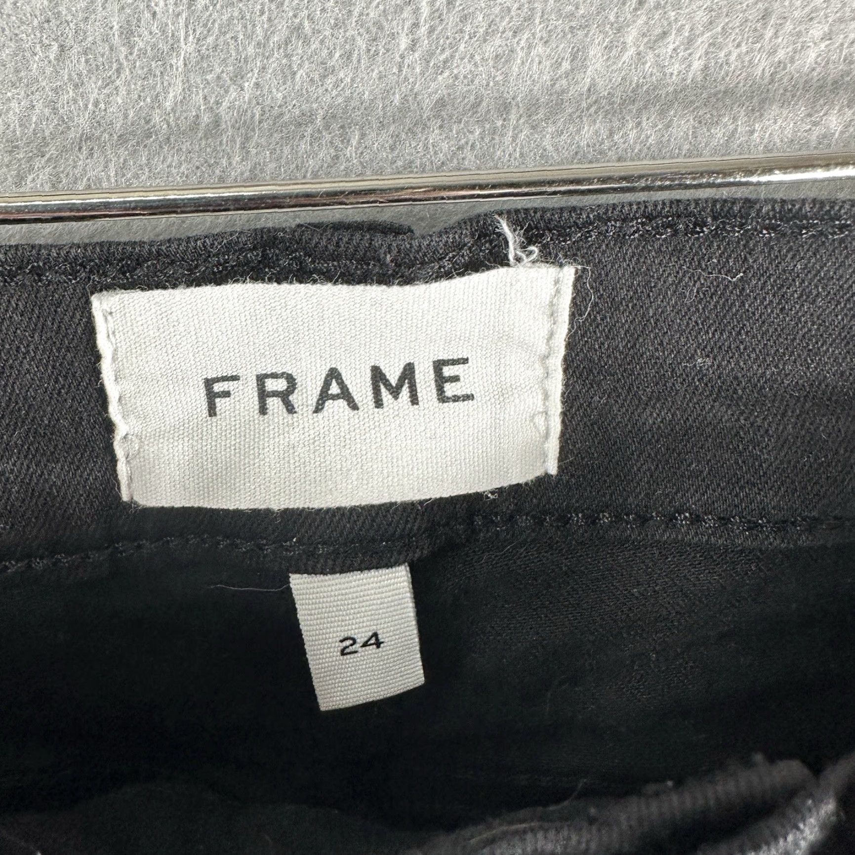 Frame FRAME Womens Jeans Straight Fit 24 Black Denim Grunge High Waist Raw Hem Spring Summer Fall Winter Size 42" / US 20 - 6 Thumbnail