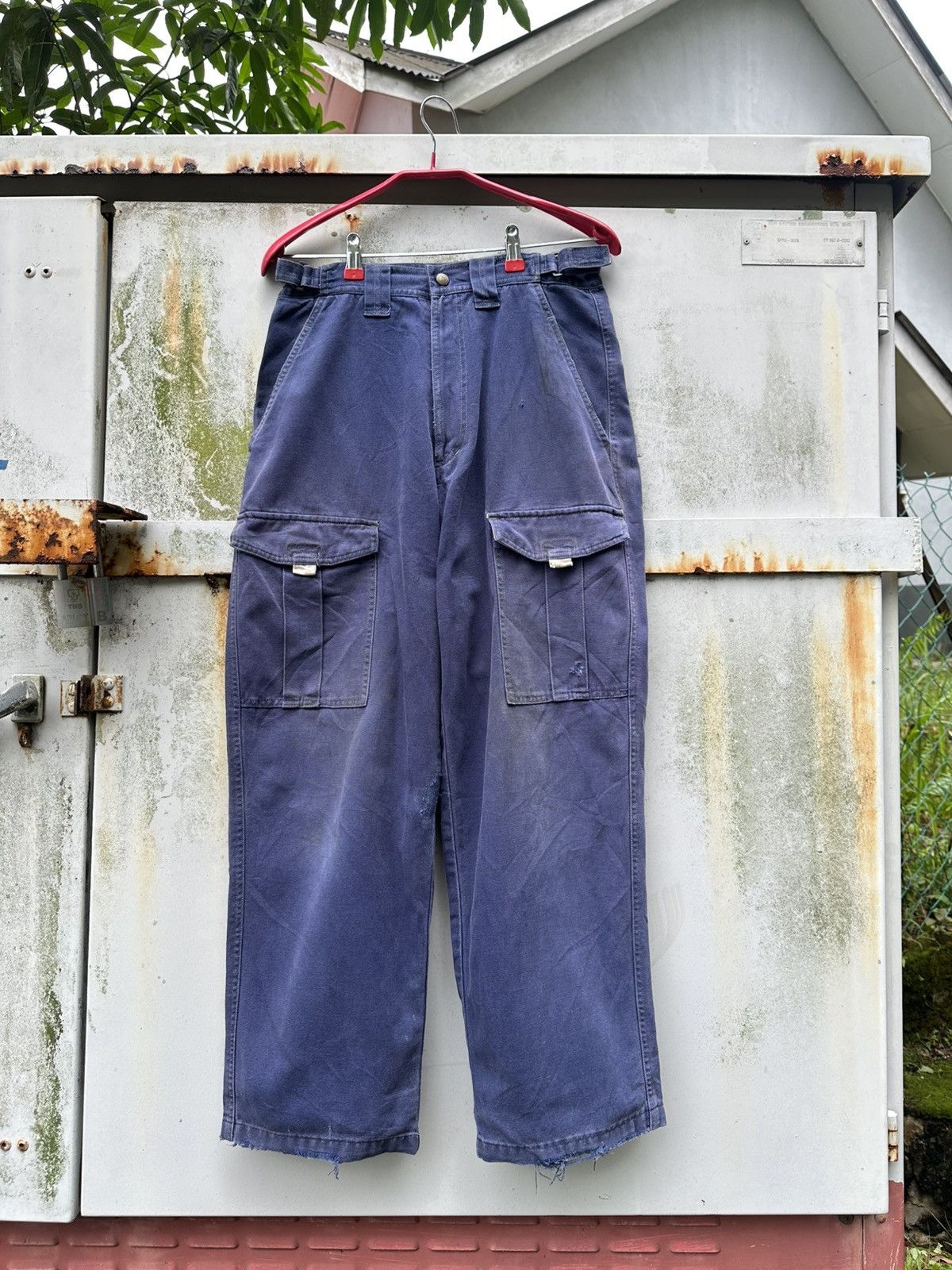 Vintage THRASHED Chore Pants Buckle Waist Workwear Size US 28 / EU 44 - 1 Thumbnail