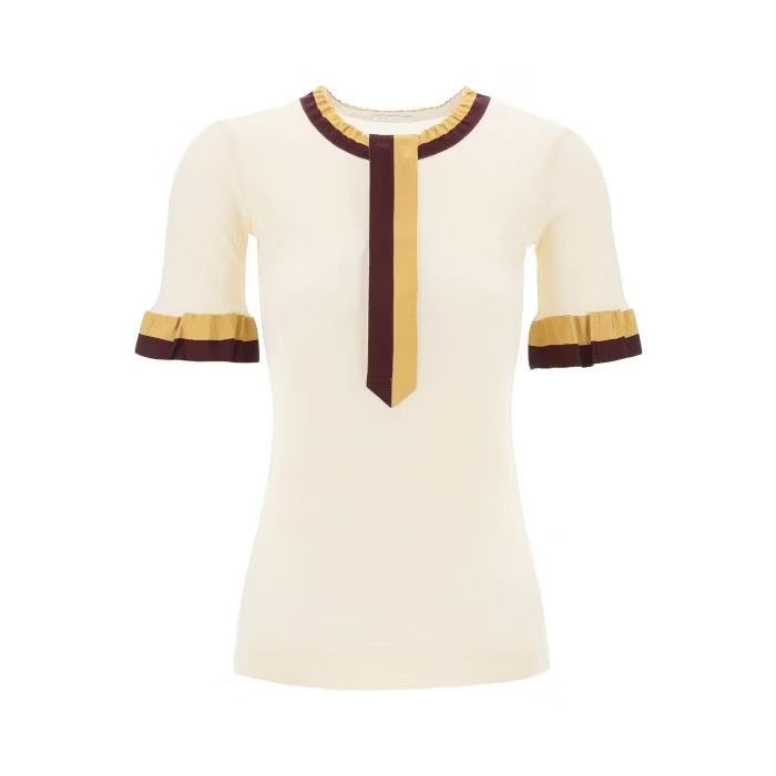 image of Dries Van Noten O1S22I1N0524 Tape T-Shirt In Beige, Women's (Size XS)