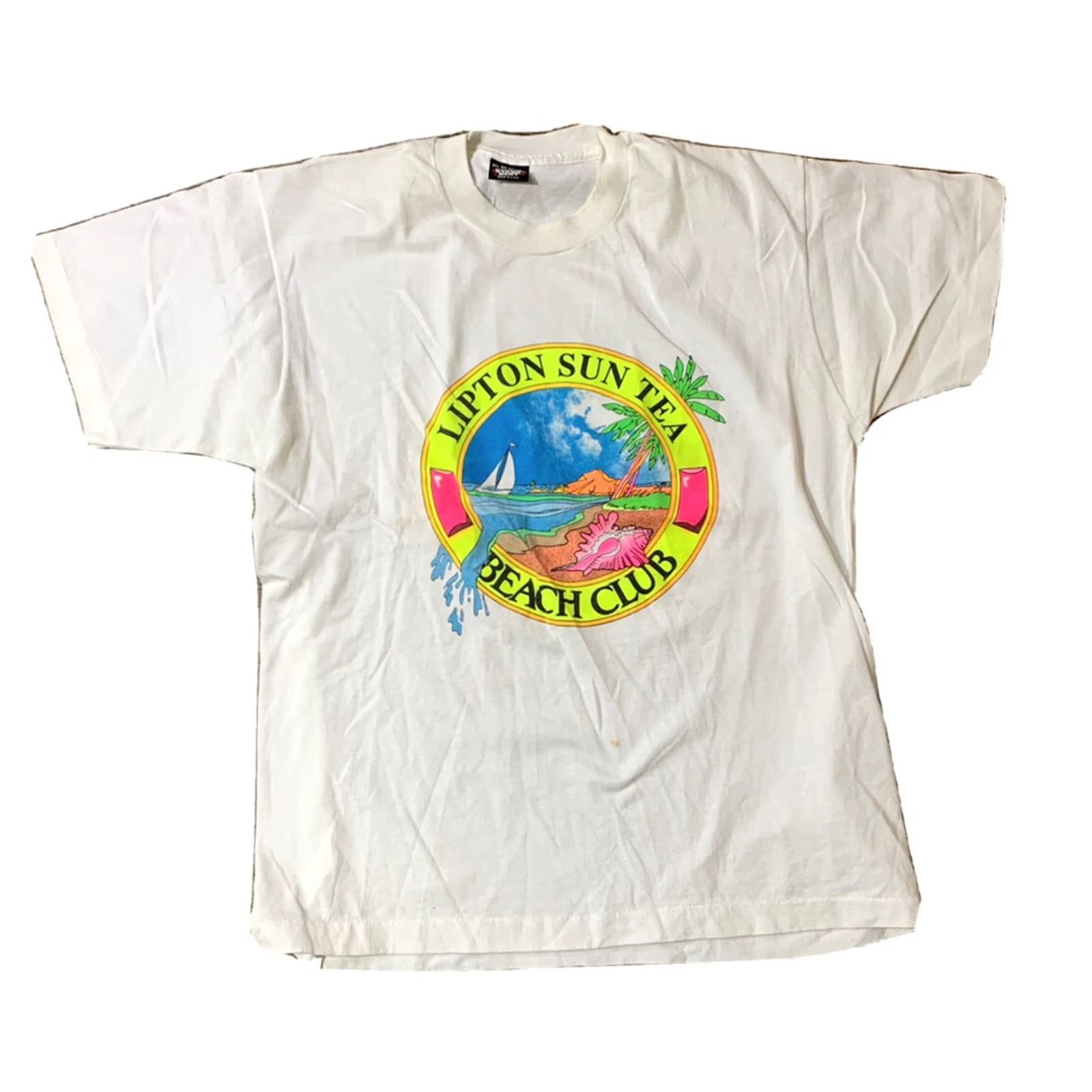 Vintage VINTAGE 90s Screen Stars LIPTON SUN TEA BEACH CLUB T SHIRT Adult XL White Size US XL / EU 56 / 4 - 2 Thumbnail