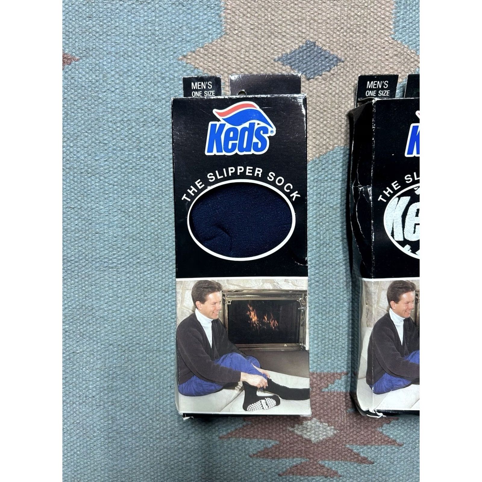 Keds VINTAGE Keds Slipper Socks OSFA Men Black 2 Pack Traction Sole 1980s Socks, Shoes & Accessories? Size ONE SIZE - 2 Thumbnail