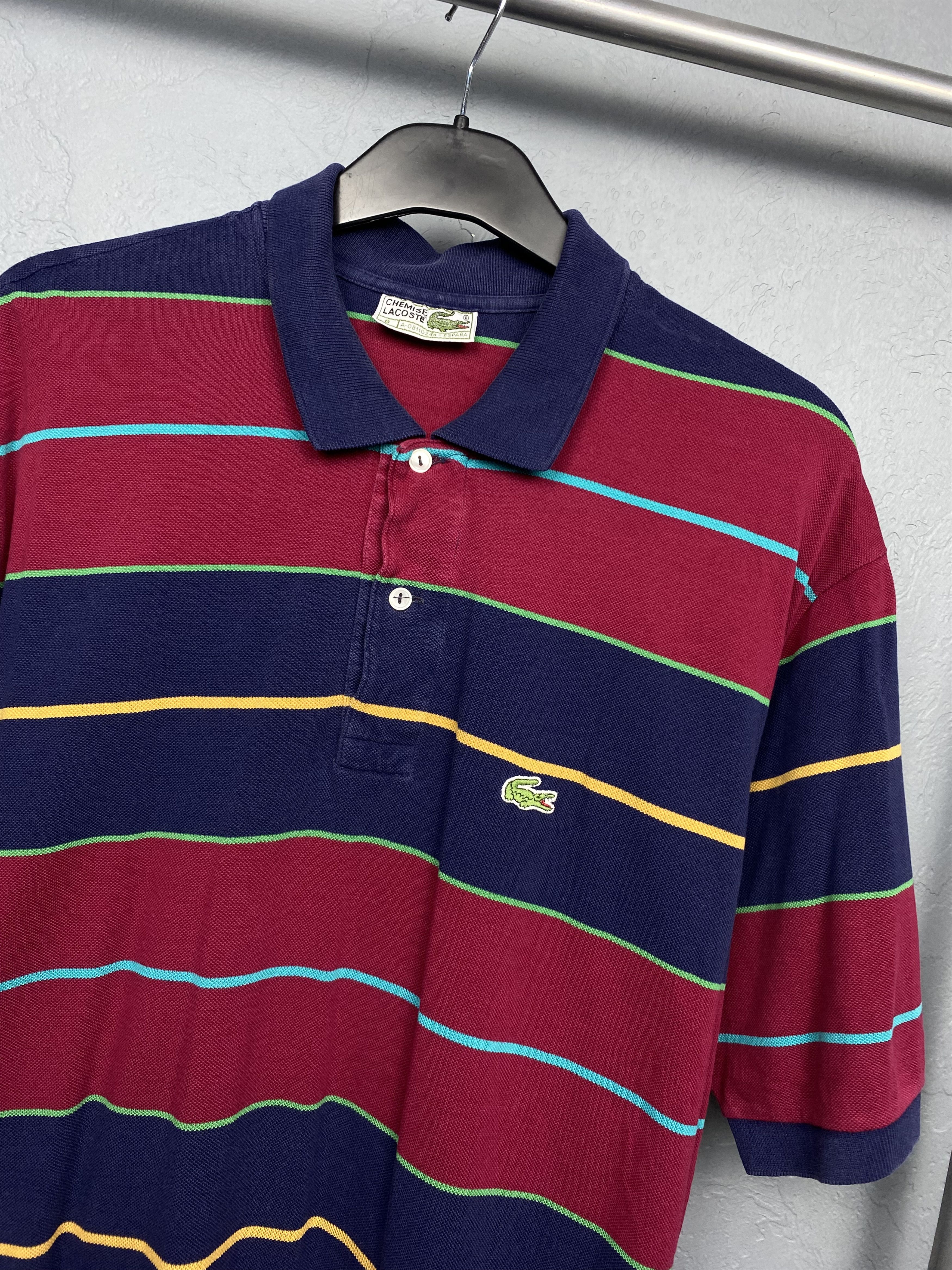 Lacoste × Vintage Lacoste 90s Vintage Mens Striped Polo Shirt Size 8 XXL Size US XXL / EU 58 / 5 - 2 Thumbnail