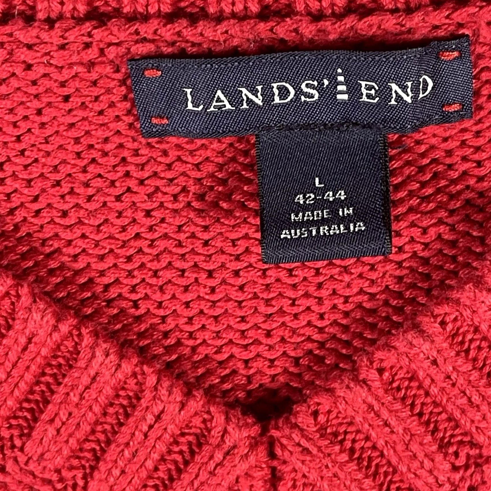 Lands' End Lands' End Pullover Sweater Large 42-44 Red 100% Cotton Thick Preppy Dad Men Size US L / EU 52-54 / 3 - 4 Thumbnail