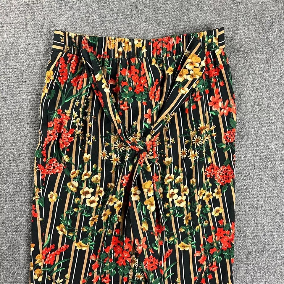 Zara Zara Pants Womens Large Floral Ankle Pull On Bloomer Striped Size 30" / US 8 / IT 44 - 6 Thumbnail