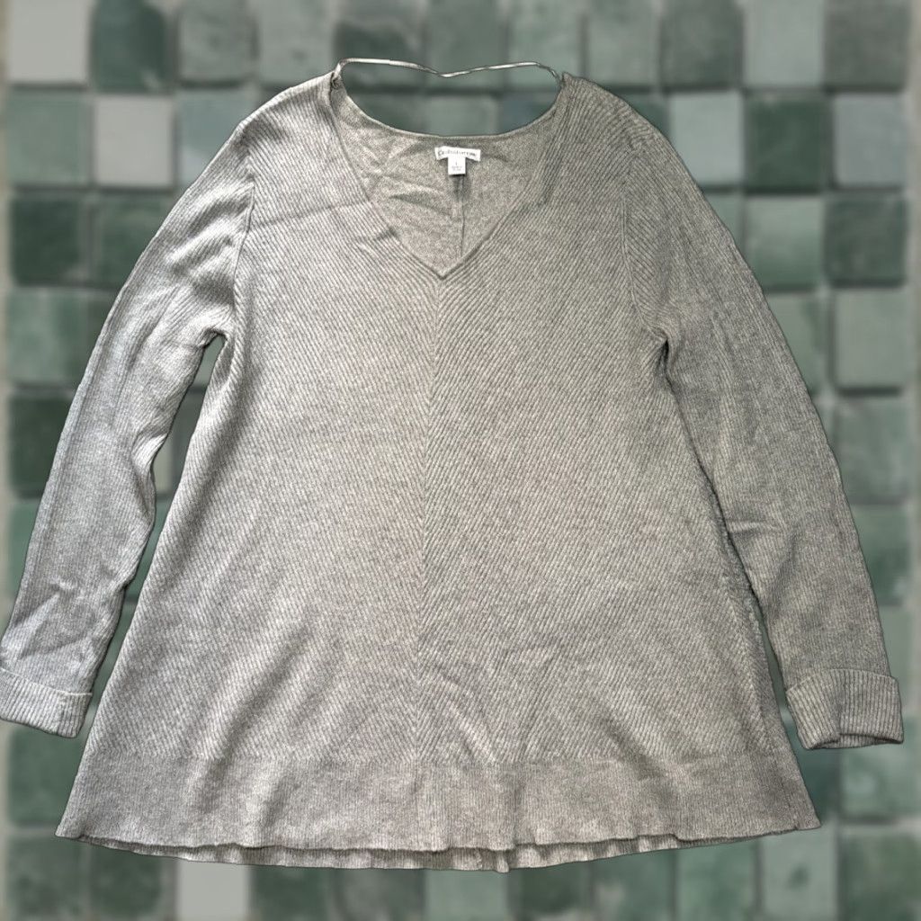 Croft & Barrow Croft & Barrow Sweater Womens Large Gray Long Sleeve Ribbed Pull Over Size L / US 10 / IT 46 - 1 Thumbnail