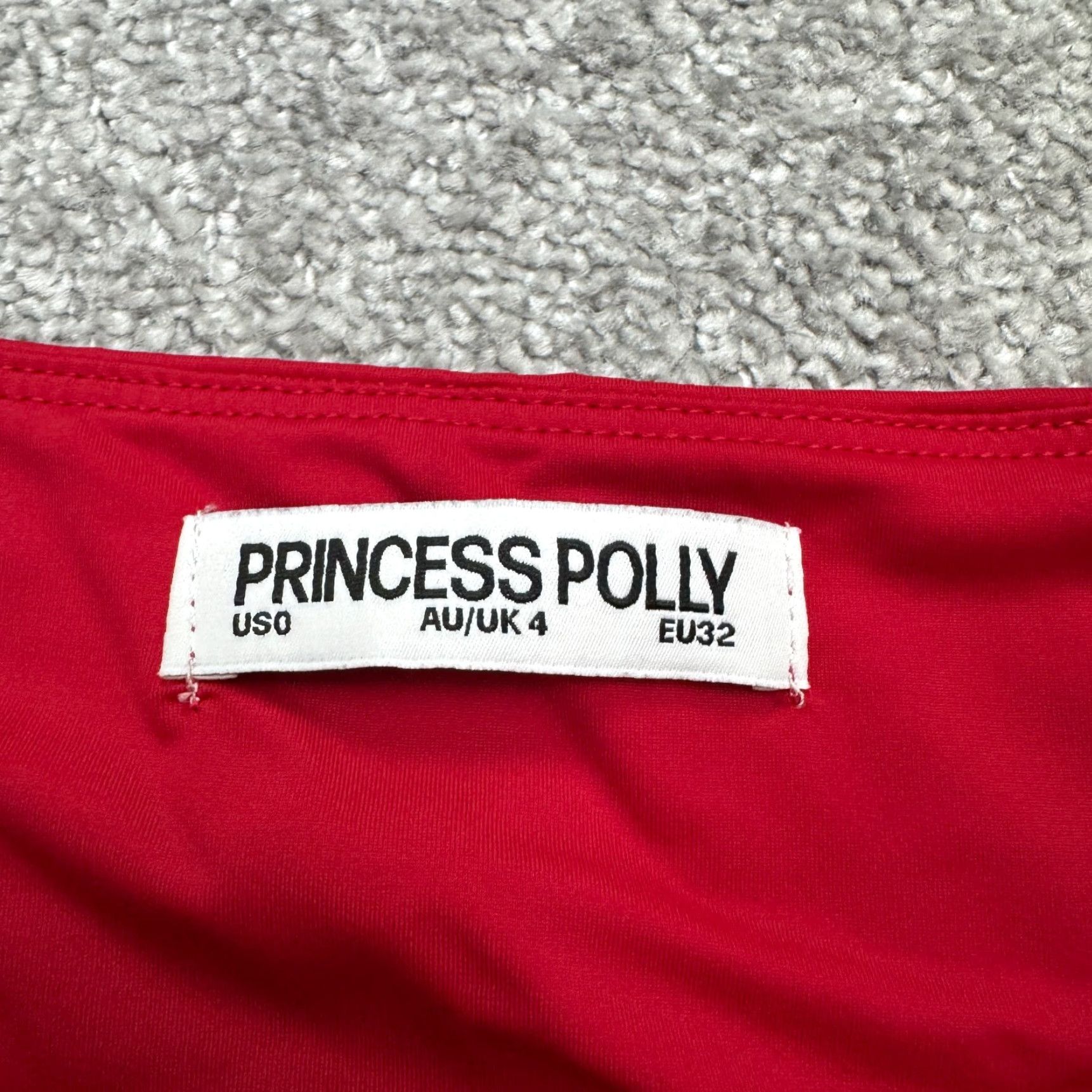 PRINCESS POLLY Princess Polly Shirt Womens 0 Red Nylon Spandex Square Neck Long Sleeve Top Size XS / US 0-2 / IT 36-38 - 5 Thumbnail