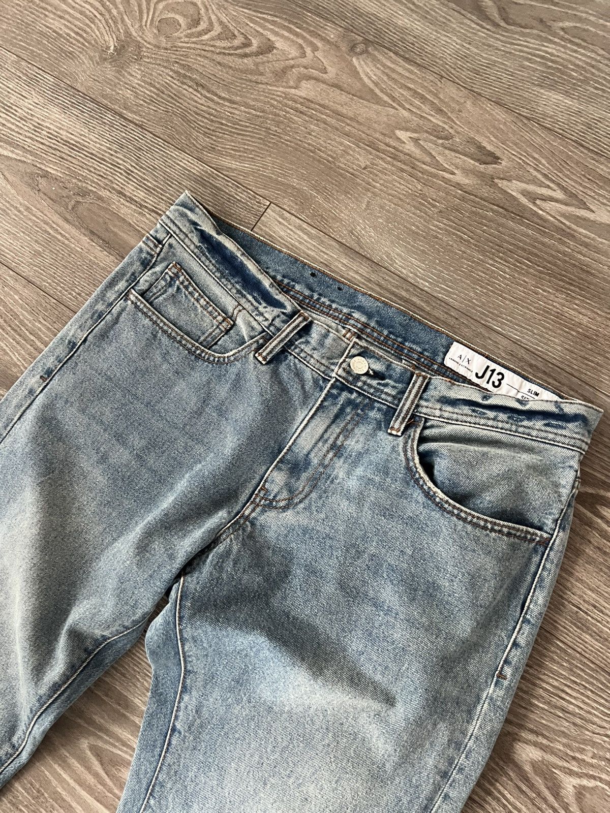 Armani Exchange × Designer ‼️Armani Excange J13 Icon Period Box Logo Denim Jeans‼️ Size US 33 - 22 Thumbnail