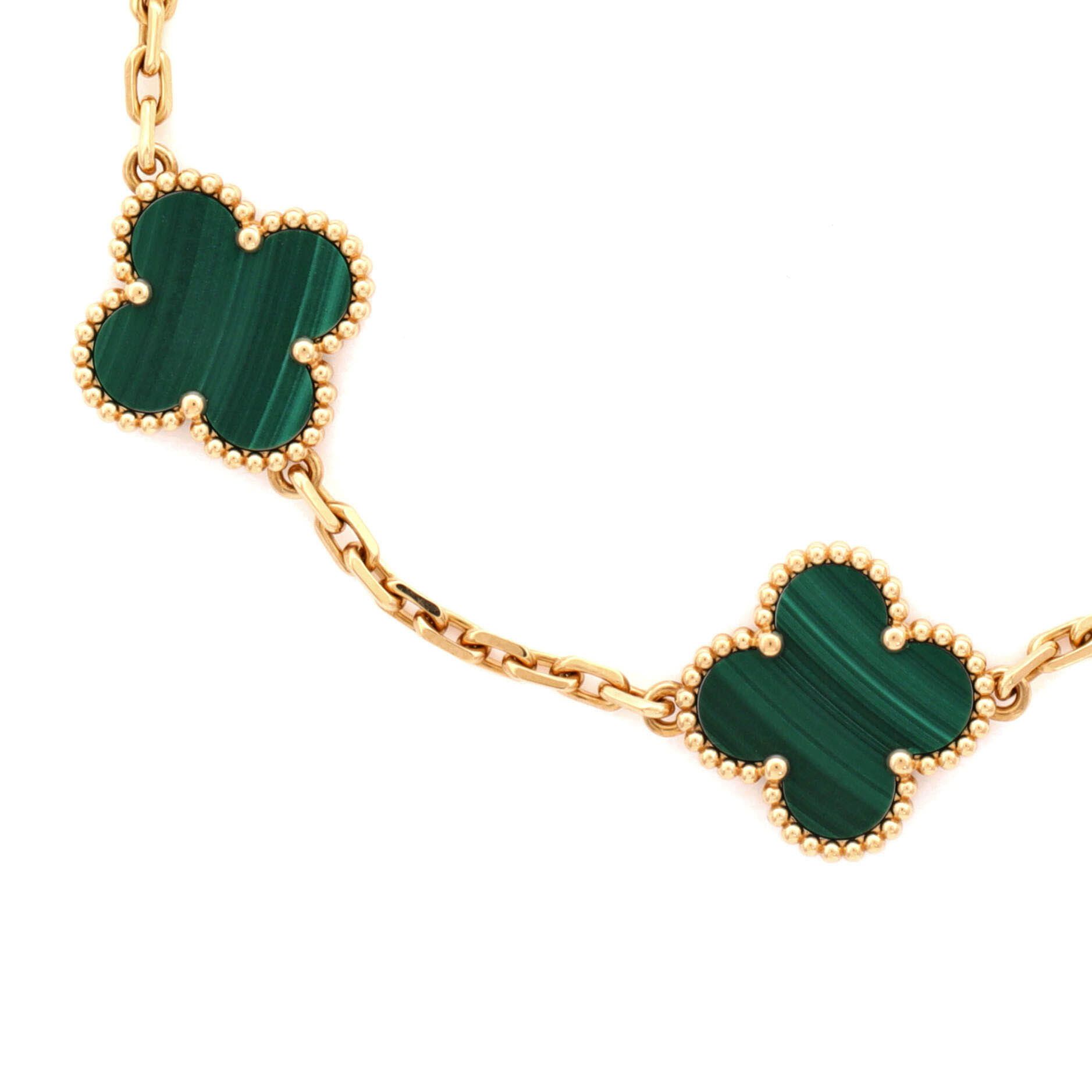 Van Cleef & Arpels Vintage Alhambra 5 Motifs Bracelet 18K Yellow Gold and Malac Size ONE SIZE - 1 Thumbnail