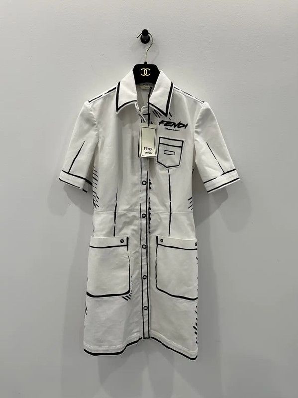 Fendi Fendi Short Sleeve Denim Dress for Women 0089 Size S / US 4 / IT 40 - 1 Thumbnail