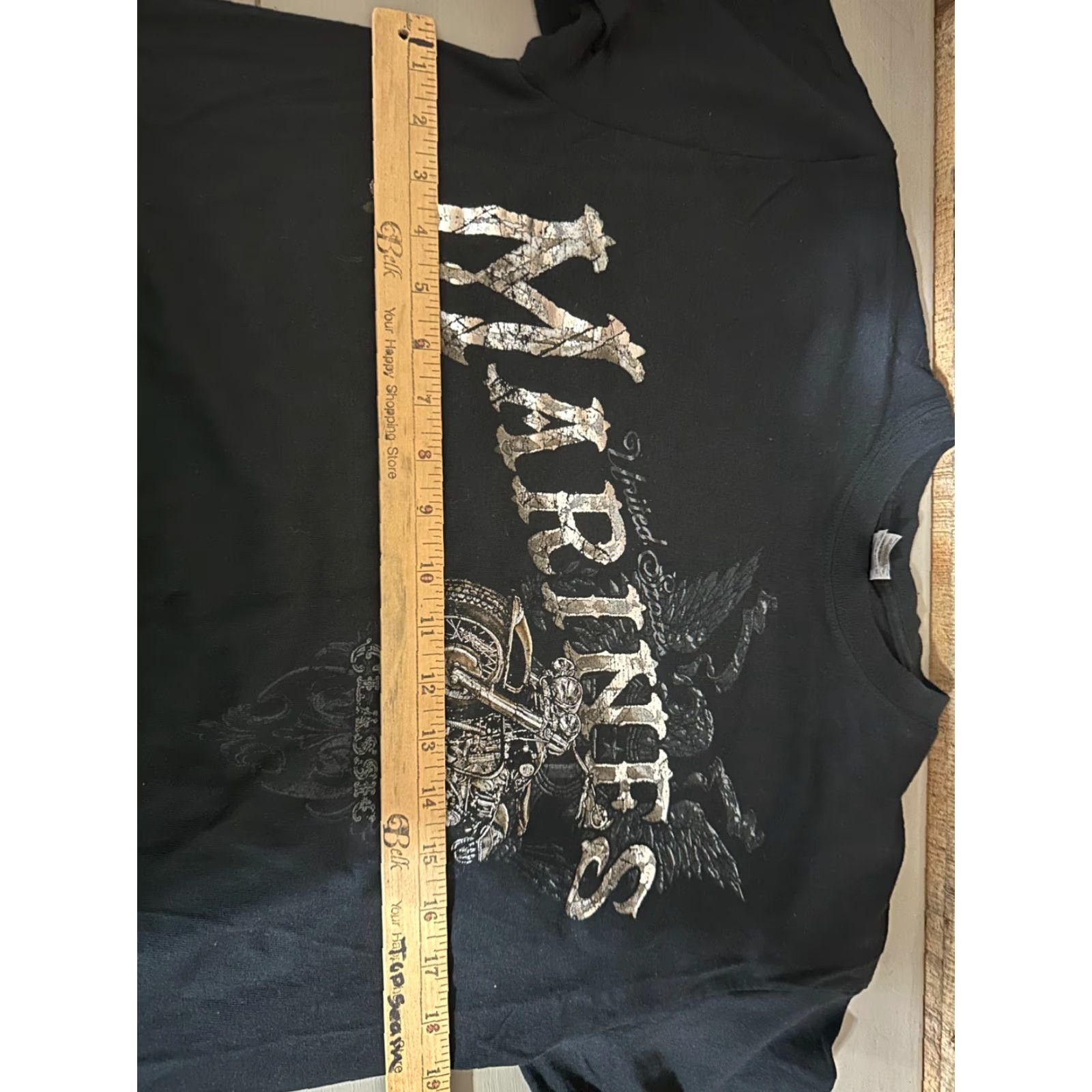 Vintage VINTAGE Gilden T-Shirt Mens U.S. Marines Tee Shirt Motorcycle Harley Black Medium Short Sleeve Crew Neck Graphic Print Cotton Size US M / EU 48-50 / 2 - 4 Thumbnail