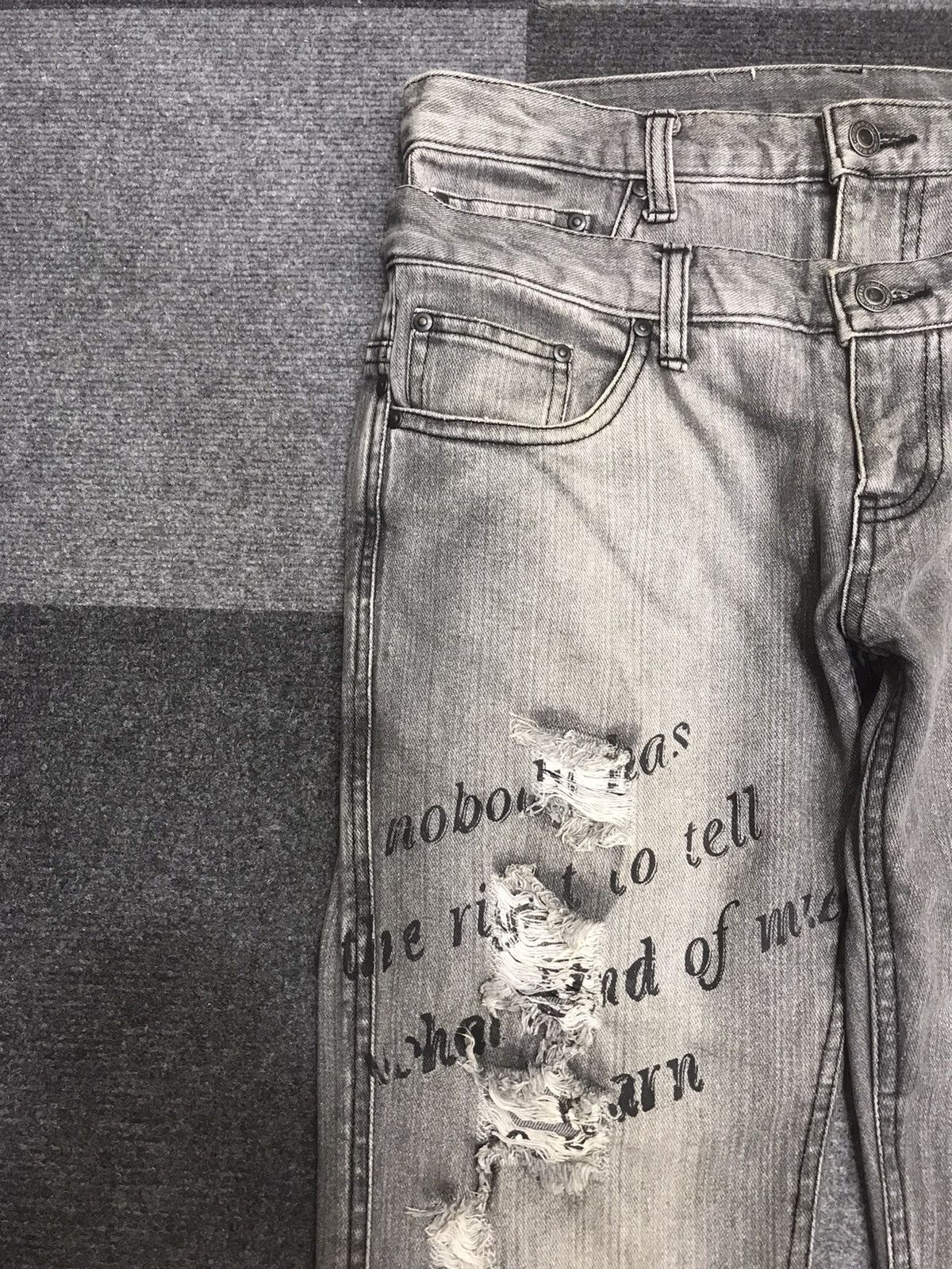 Japanese Brand 💥DOUBLE WAIST💥LAD Japan Black Wash Distressed Denim F259 Size US 32 / EU 48 - 5 Thumbnail