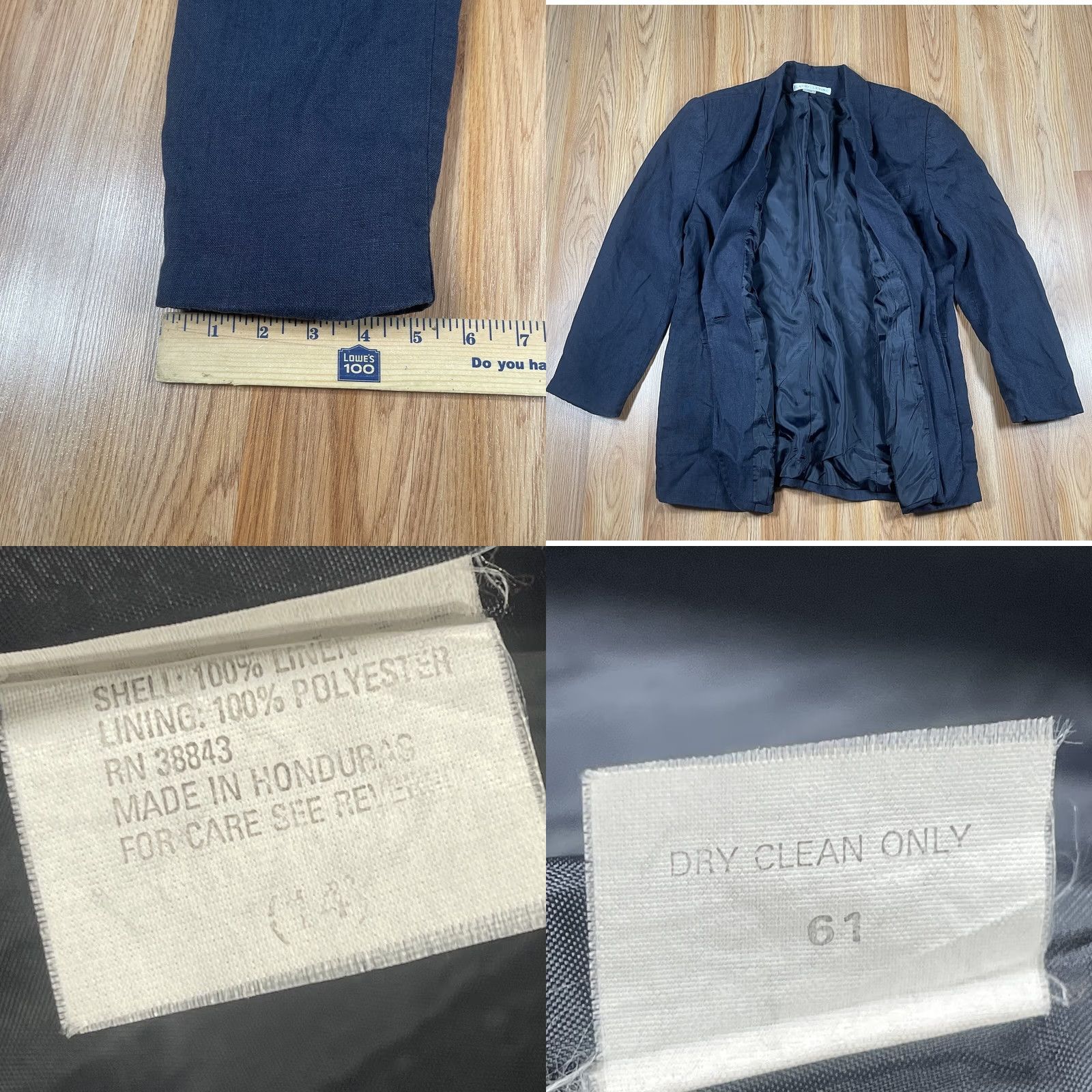Vintage LARRY LEVINE Blazer Womens 14 100% Linen Blue Sport Coat Jacket Lined Business Jacket Blazer Pants Shirt (adjusted for clarity) Size XL / US 12-14 / IT 48-50 - 8 Thumbnail