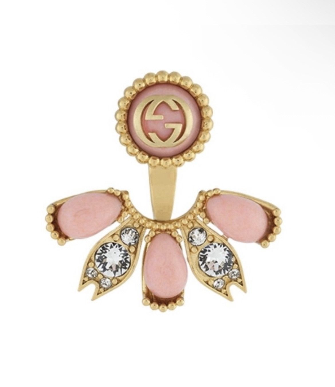 Gucci GUCCI Resin Crystal Single GG Earring Pink Gold Size ONE SIZE - 1 Thumbnail