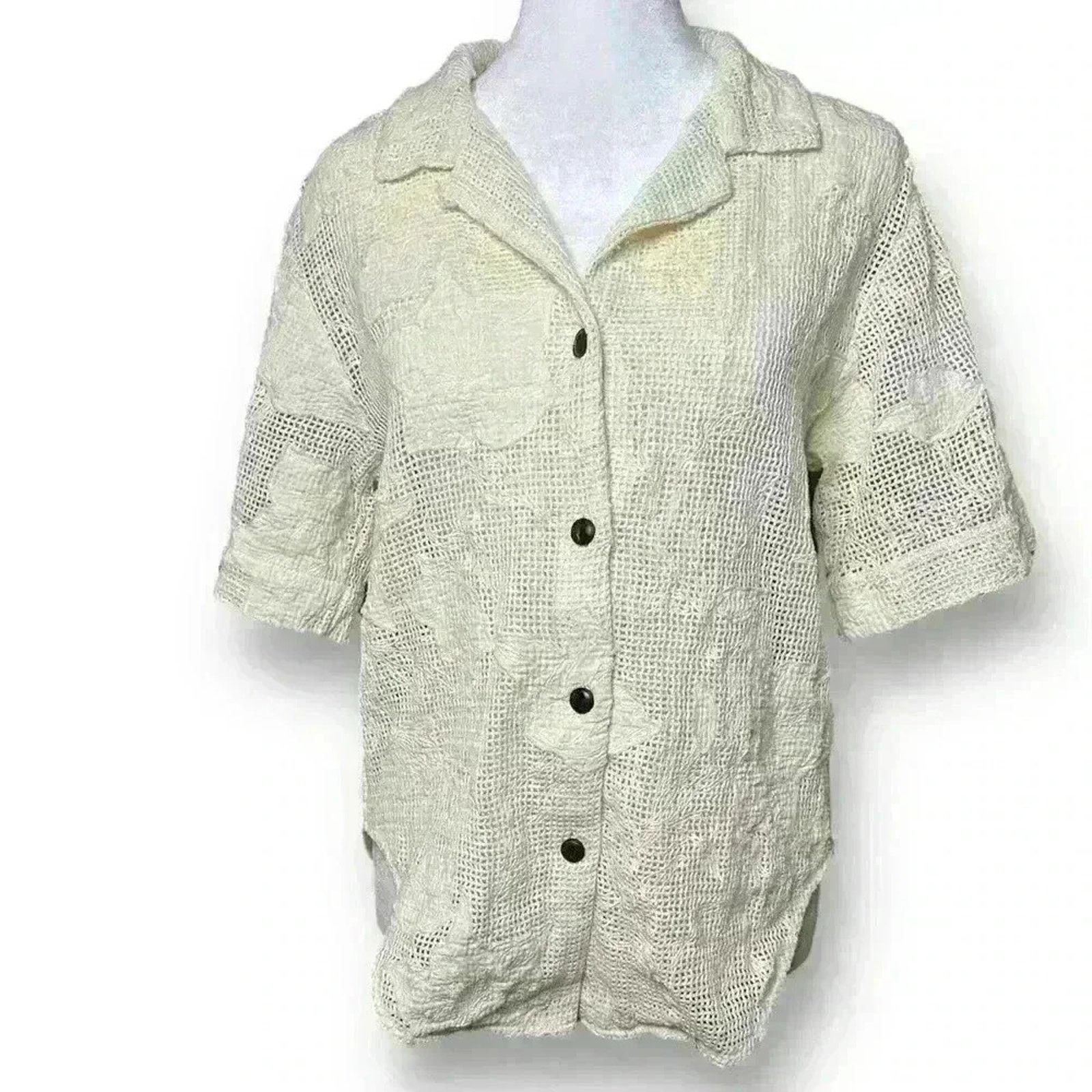 Rag & Bone RAG & BONE Mare Mesh Shirt Classic Fit Top Light Dove XXS Size XXS / US 00 / IT 34 - 10 Thumbnail