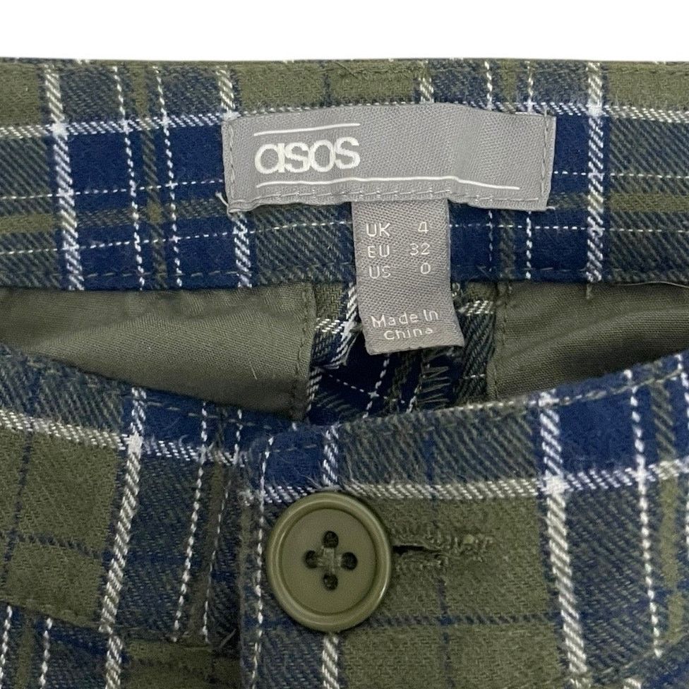 Asos ASOS Green & Navy Blue Plaid High Rise Trousers Size 25" / US 0 / IT 36 - 6 Thumbnail
