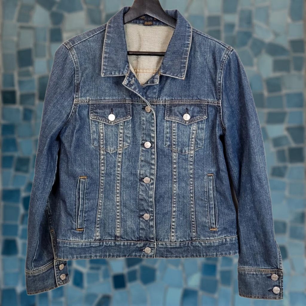 J.Crew J. Crew Denim Trucker Jacket Blue Pockets Women M Classic Jean Shirt/Coat Size 32" / US 10 / IT 46 - 1 Thumbnail
