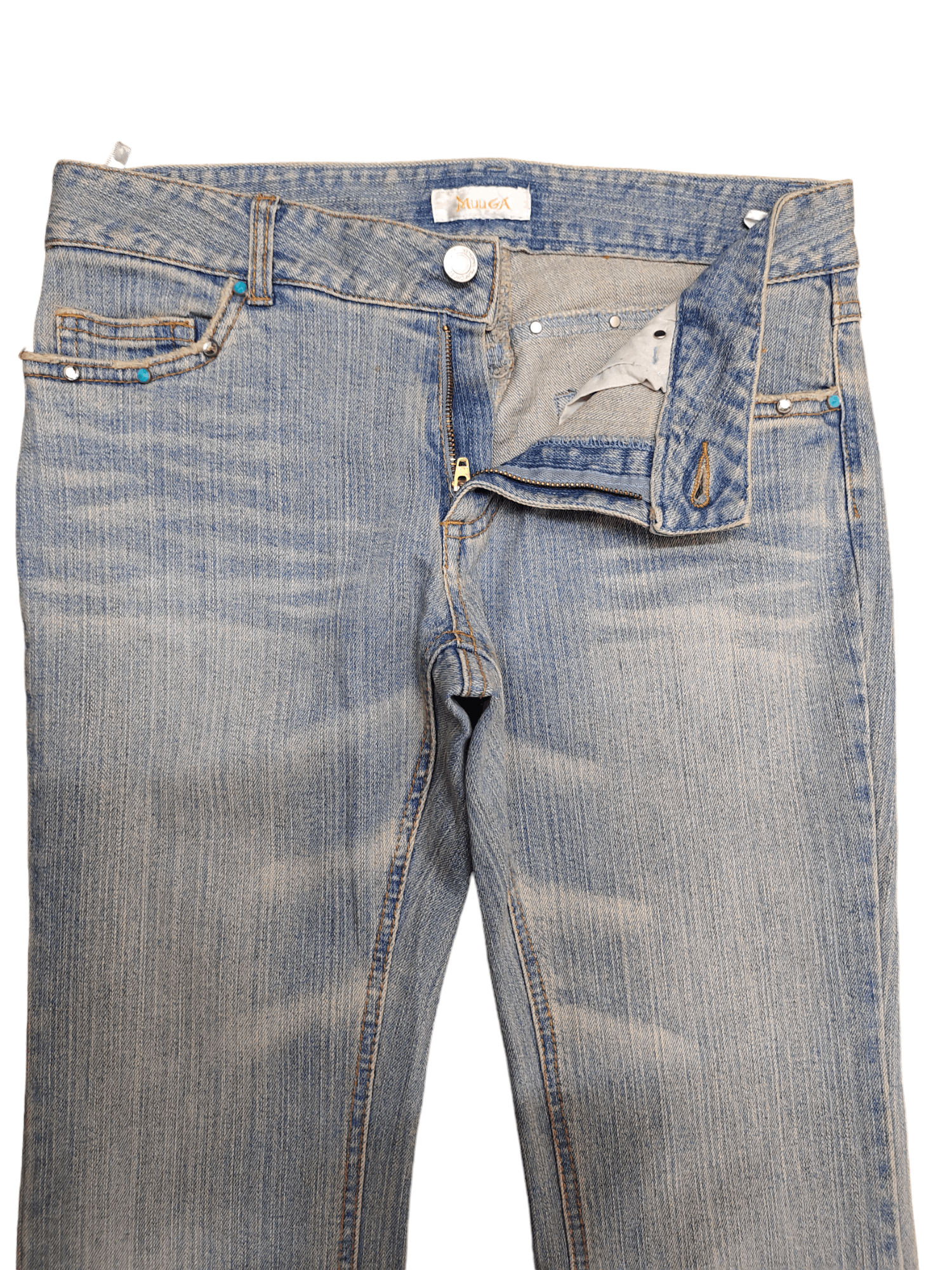 If Six Was Nine Flare Jeans Muuga Distress Faded Boot Cut Y2k Low Rise Size US 30 / EU 46 - 10 Thumbnail