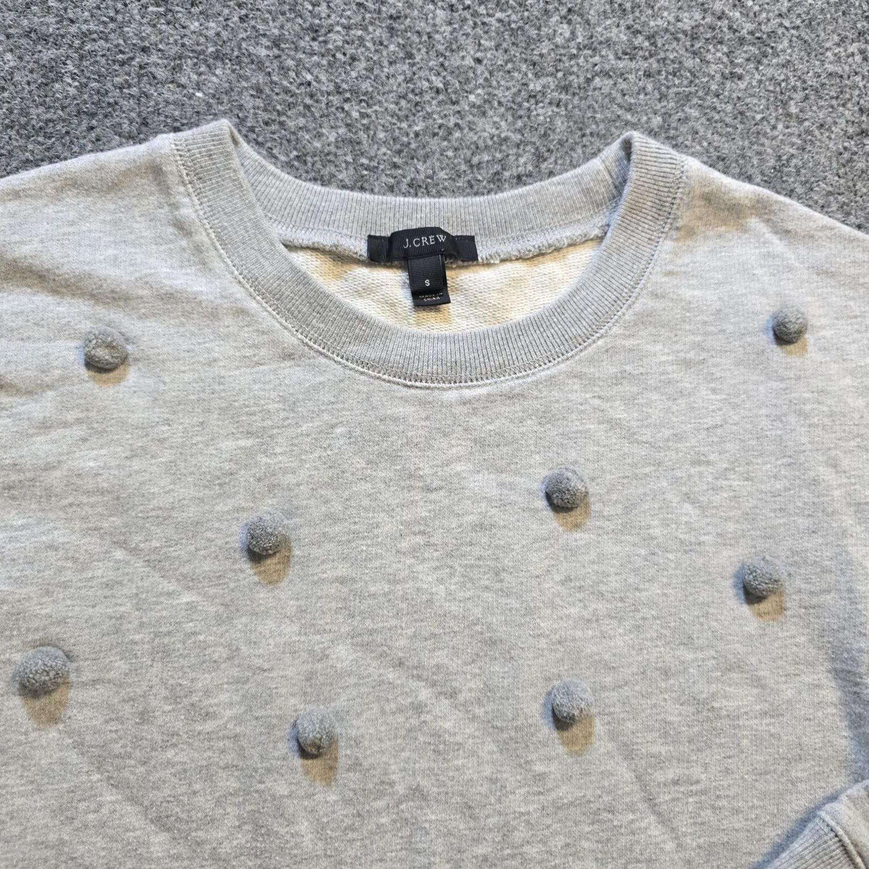 J.Crew J.CREW Sweatshirt Womens Size S Gray Pom Poms Crew Neck Lounge Casual Basic Shirt Size S / US 4 / IT 40 - 2 Thumbnail
